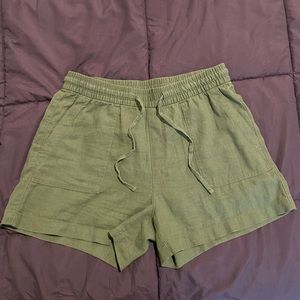 Old Navy Green Linen Shorts - High Waist MEDIUM